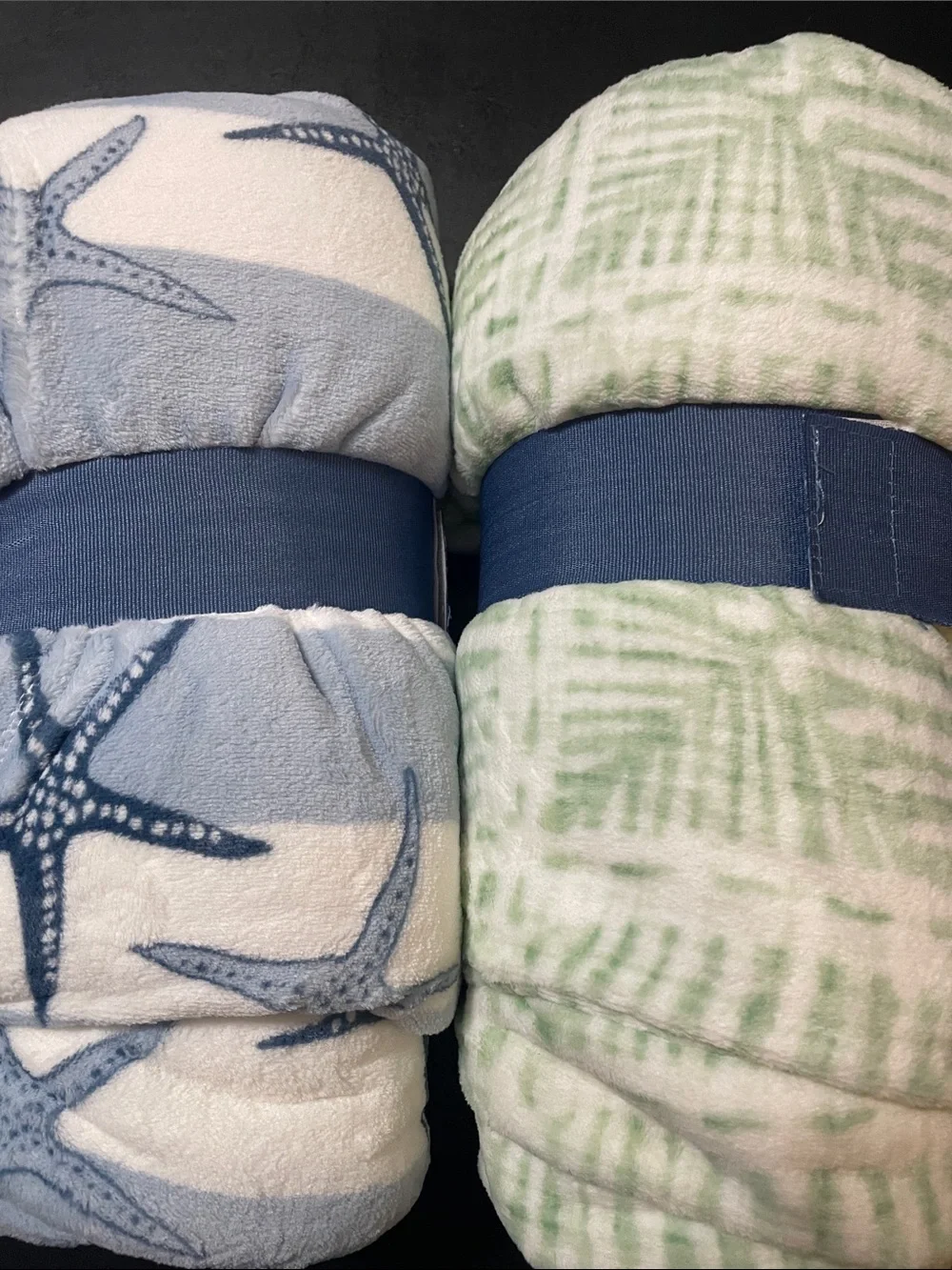 Velvet Throw Blankets set of 2 NWT coastal theme soft & light beautiful colors